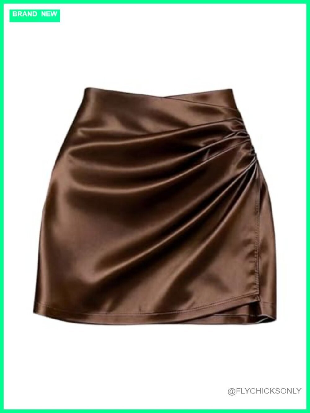 Satin Wrap Mini Skirt High Waisted Ruched Bodycon Dressy